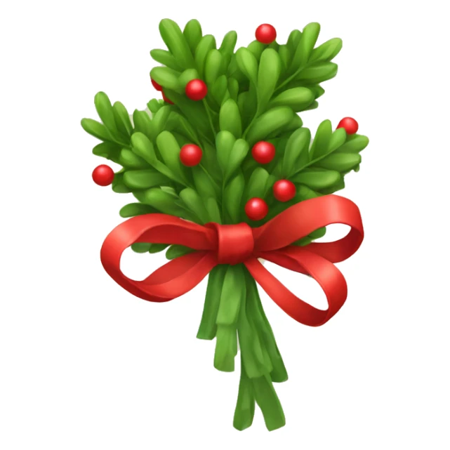 Bunch of mistletoe tied with a big red bow sticker