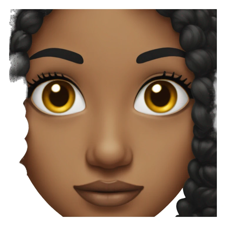 black haired girl with big lashes and fake eybrows sticker
