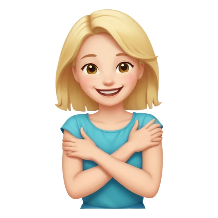 arms crossed around neck laughing girl sticker