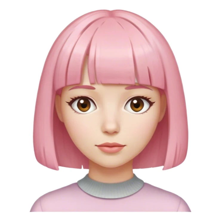 woman with light pink bob hair and bangs sticker