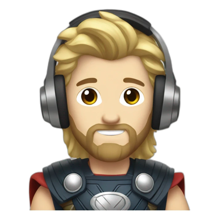 thor with headphones, music, avengers sticker