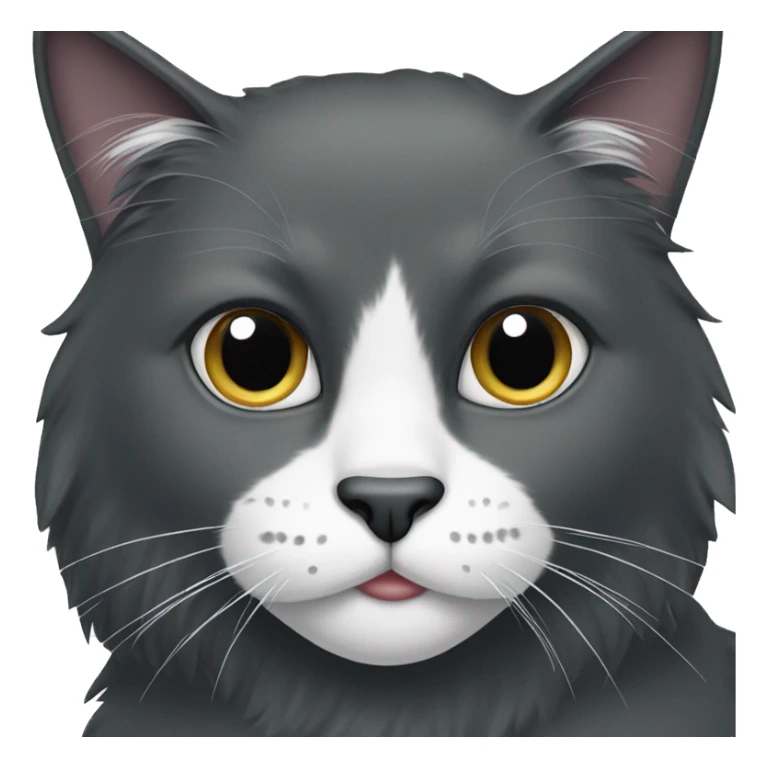 black long hair cat with black and white muzzle sticker