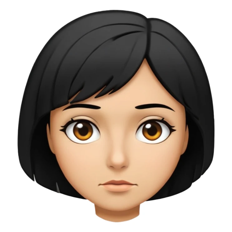 Women making a sour face with black bob and kinda turning to the side sticker