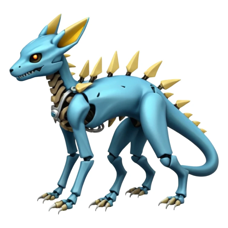 futuristic Skeleton-Cyborg-Manectric-Electrike-Salandit-Cubone-Umbreon-Marowak-Draco-Fakémon-hybrid-creature (full body), 4 legs sticker