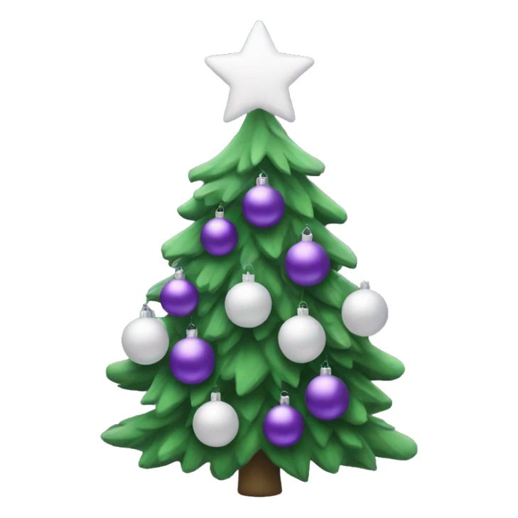 A purple Christmas tree with white ornaments sticker