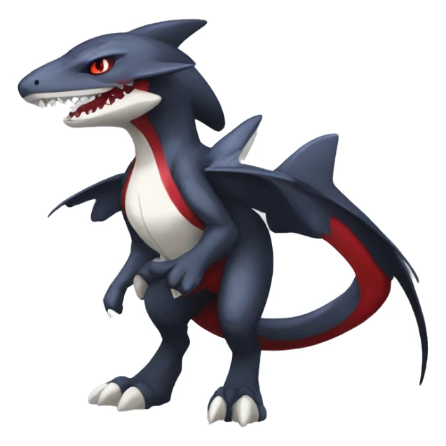 Black Cool Edgy Anthro Sharpedo-Sergal-Garchomp-Fakémon  with White and Red Edgy markings sticker