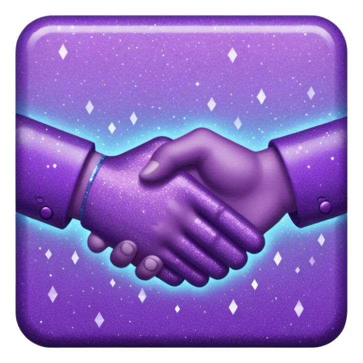 Glitter Purple and Cian handshake sticker