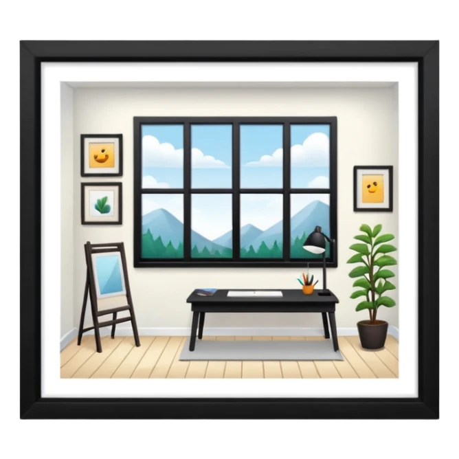 white wood room (cozy art studio) sticker
