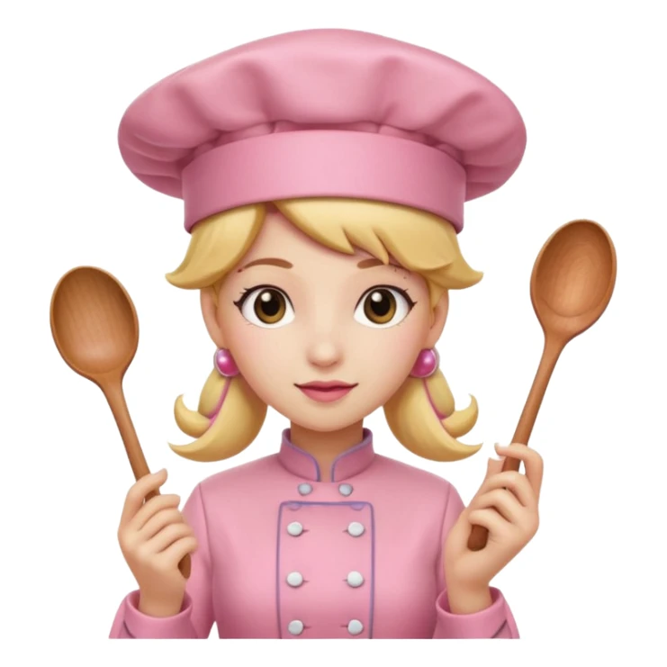 Pink chef hat princess peach with a hand and spoon sticker