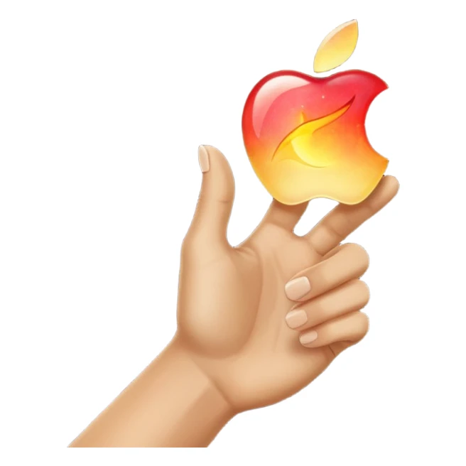 divine hand pointing with glowing aura, inspired by the 'finger of god' concept, apple emoji style, no text sticker