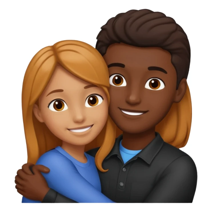 carmel girl and tall darkskin boy hugging  sticker