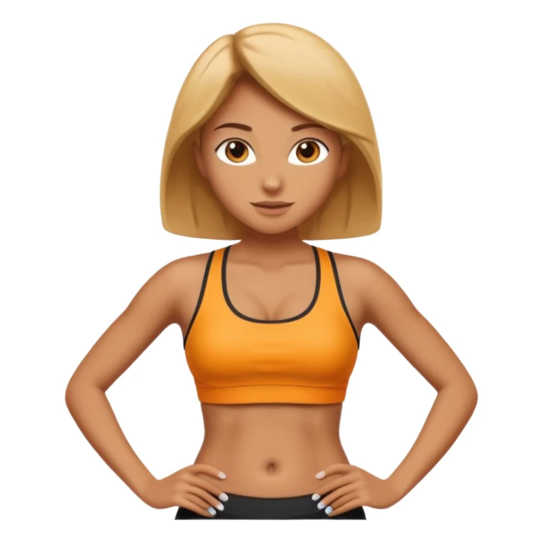 sporty woman cartoon emoji style belly abs sticker