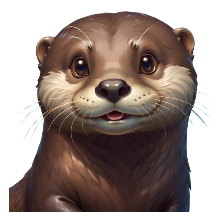 Cinematic Comical Otter Portrait Emoji, Head tilted dramatically with an exaggeratedly amused expression, featuring a striking, glossy brown Fur with a playful glint in its wide, expressive eyes filled with playful disbelief, Simplified yet hilariously expressive features, highly detailed, glowing with a slightly sassy glow, high shine, dramatic yet playful, stylized with an air of cheeky aquatic mischief, bright and endearing, soft glowing outline, capturing the essence of a spirited and over-the-top otter, so meme-worthy it feels like it could splash its way into internet fame instantly! sticker