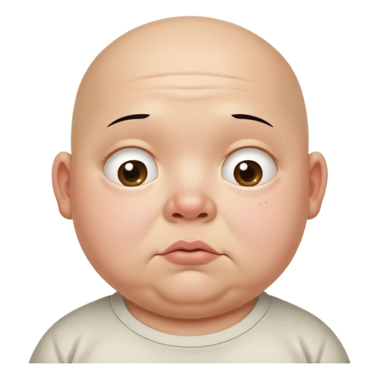 a bald fat lazy looking kid with a triple chin and ugly eyes with eyebags under them and stains on his shirt sticker