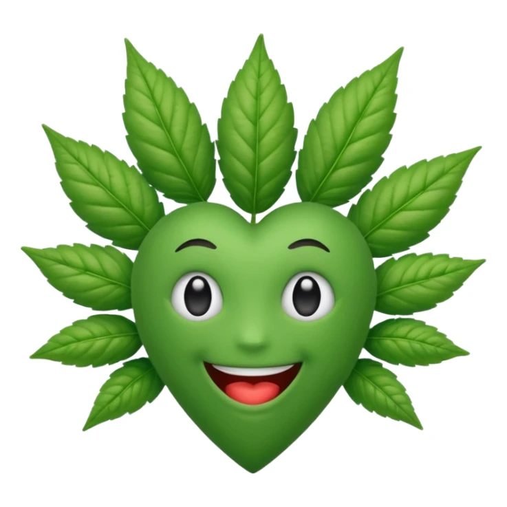 Weed with heart eyes and mouth sticker