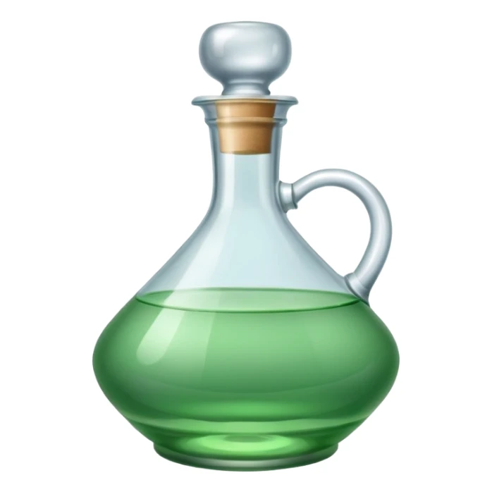 green decanter with water sticker