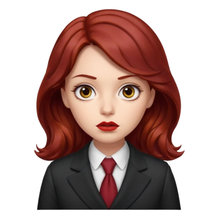 long and wavy dark red haired girl, with thick lips, big eyes and she looks like an attorney but feminine sticker