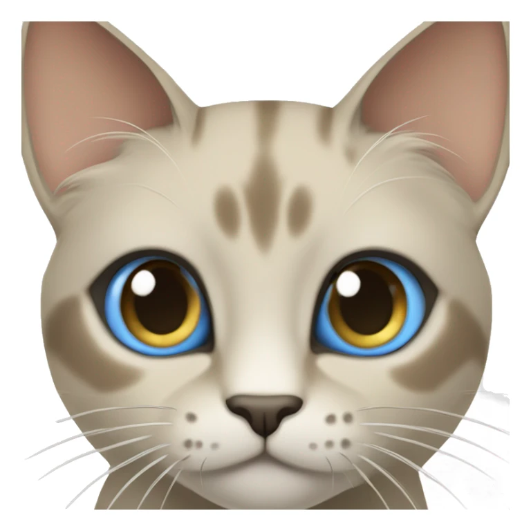 Thai breed cat with a light cream-brown body, dark gray face, ears, and paws. Short fur, sharp ears, and striking light blue eyes with an intense gaze. sticker