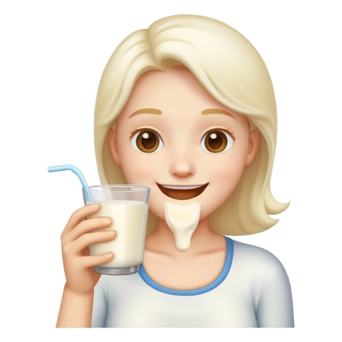 Happy emoji drinking milk and milk on face sticker