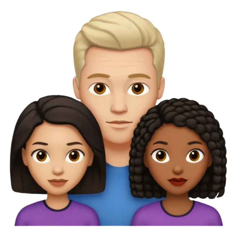 White brunette American man with two black african women both are African one is light skin black and one is medium tone black with african hair styles sticker