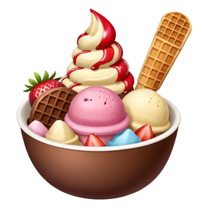 Neapolitan ice cream scoops in a bowl sticker