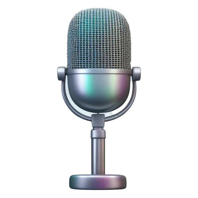 Realistic isolated gradient silver holographic podcast microphone sticker