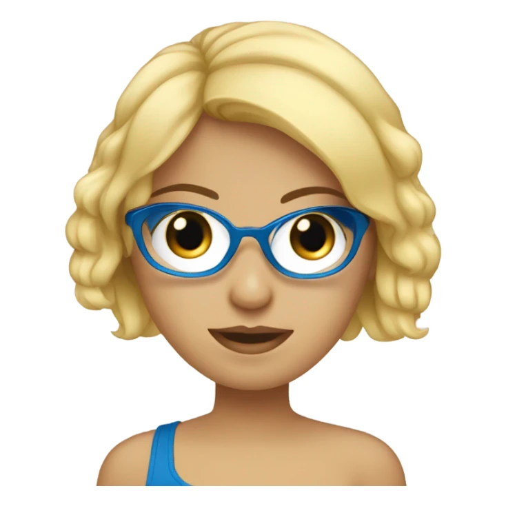 CHICA RUBIA, RALLA AL LADO, OJOS AZULES Y GAFAS AZULES sticker