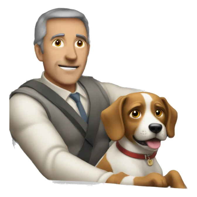 Man Drive old car in public with dog in front sticker