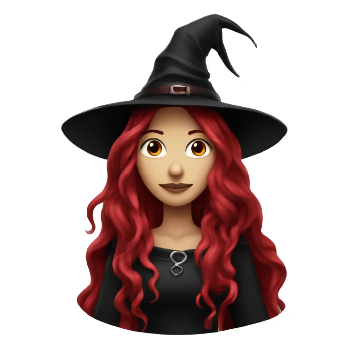 beautiful long haired witch, red, black, burgundy sticker