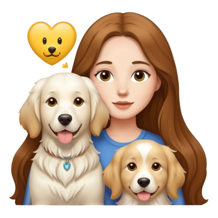 a  girl with long hair with 2 white Golden Retriever sticker