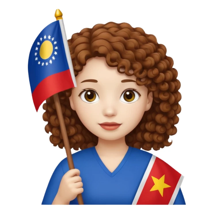 white curly brown hair girl pinoy flag sticker