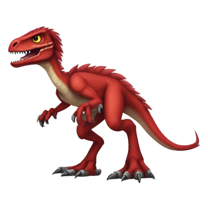 Red edgy badass velociraptor Digimon full body sticker