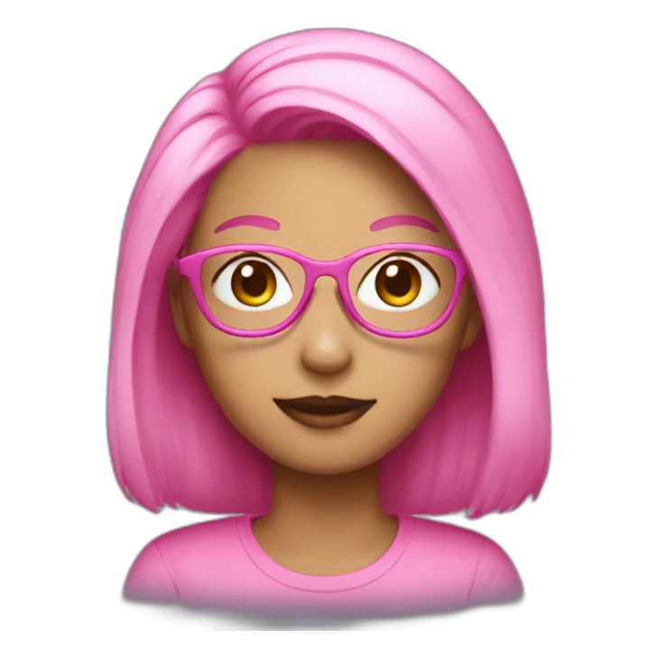 PINK mai with pink glasses and hair sticker