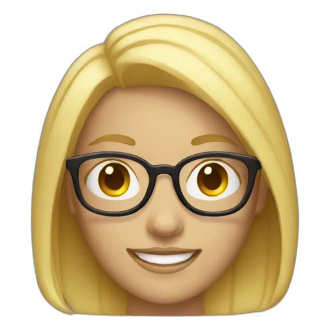 A blonde tinny woman with glasses smiling  sticker