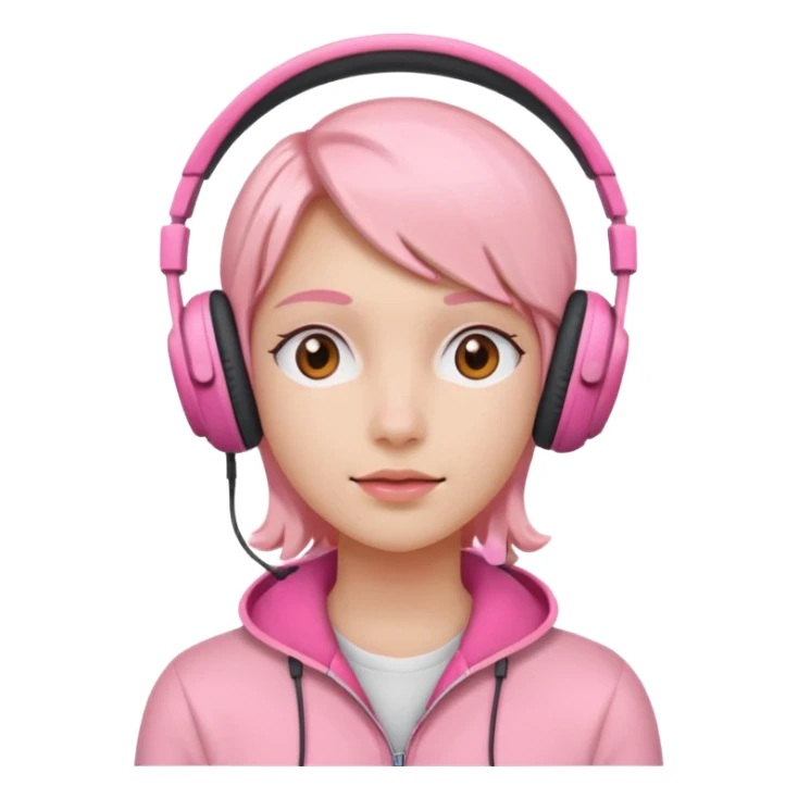 peachy with pink headphones on sticker