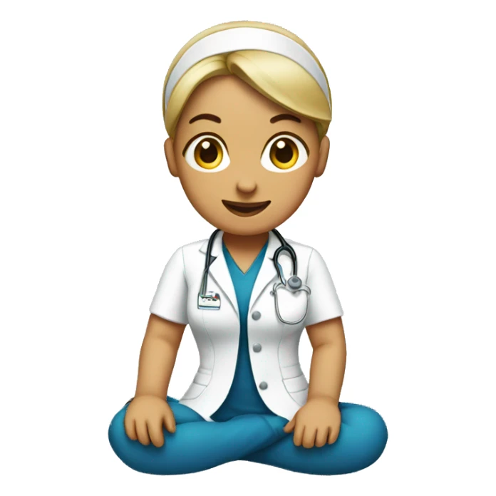 Woman-nurse-ponytail sitting down sticker