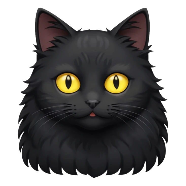 create an image of a black cat with yellow eyes and a white spot on its chest in ghibi style sticker