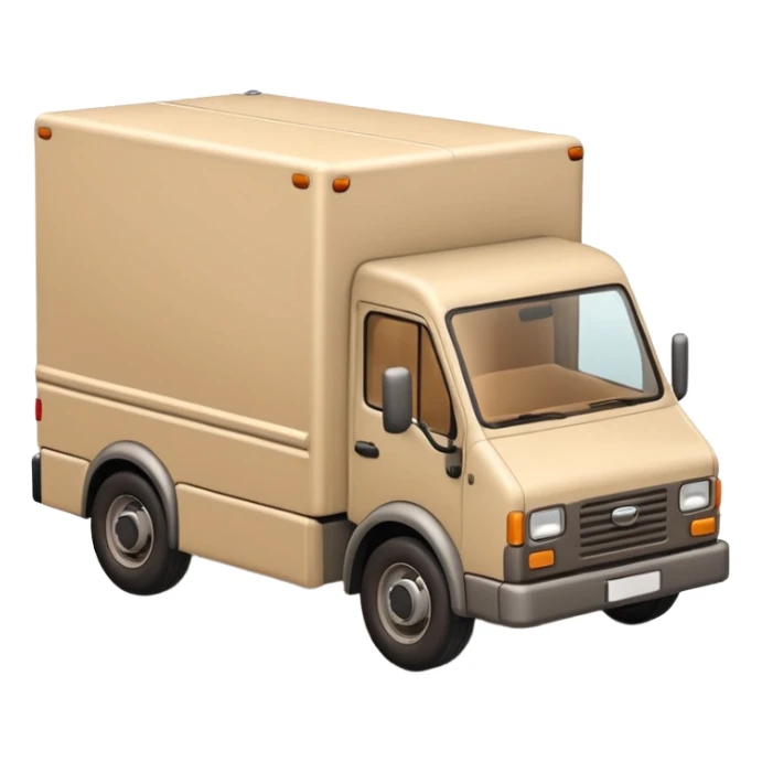 emoji of beige delivery truck, in perspective view sticker