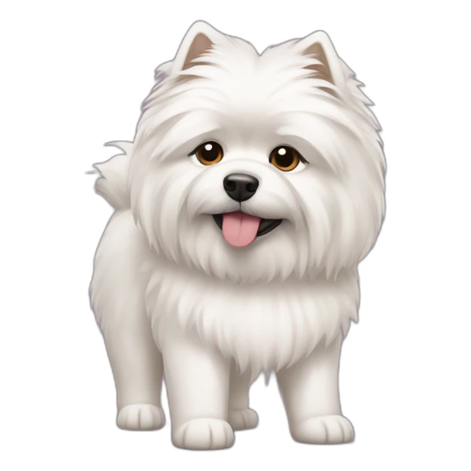 A Samoyed dog with a shih tzu dog sticker