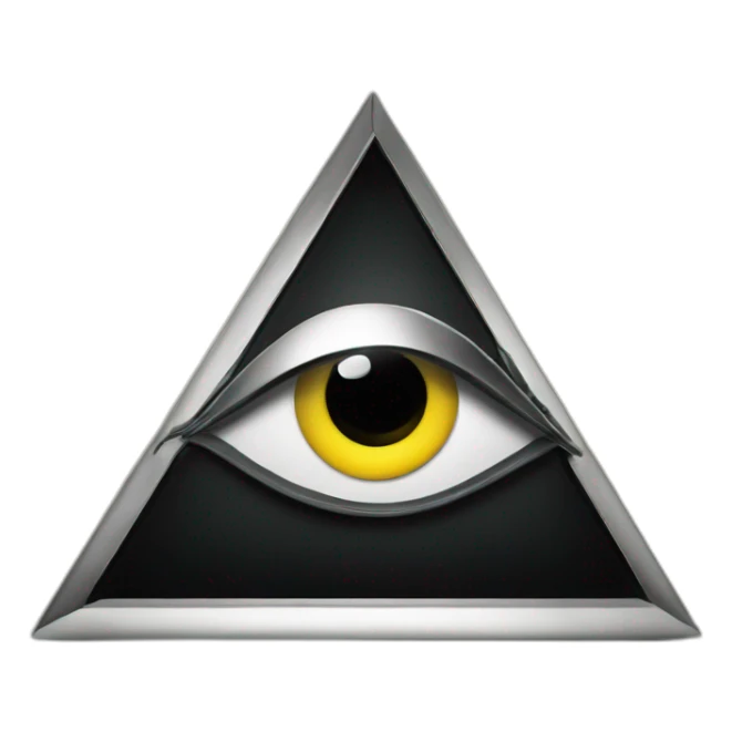 chome letter B in pyramid with eye, 3d effect, black background sticker
