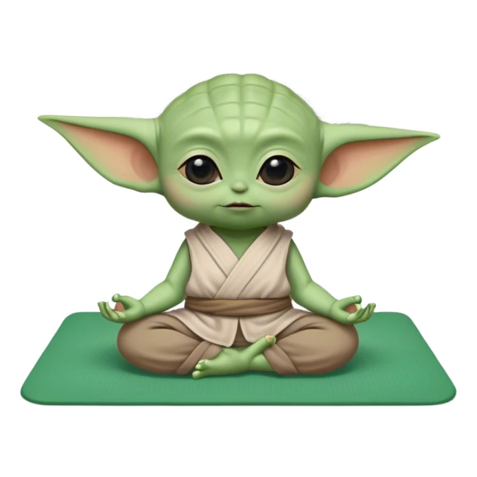 Baby yoda doing yoga on a yoga mat sticker
