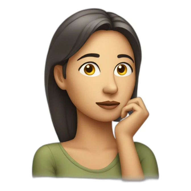 thinking woman with hand on chin sticker
