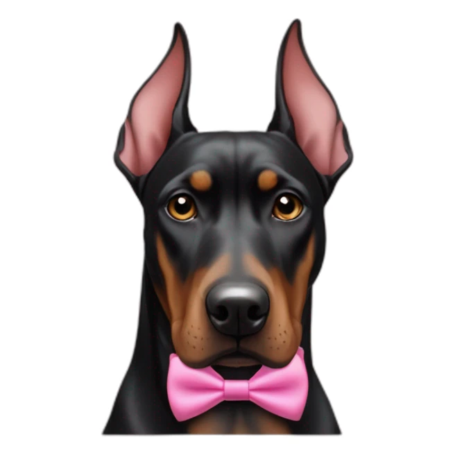 a-white-doberman-with-a-pink-bow-tie-on-the-neck,-a-black-doberman-on-its-left-and-a-brown-doberman-on-its-right sticker