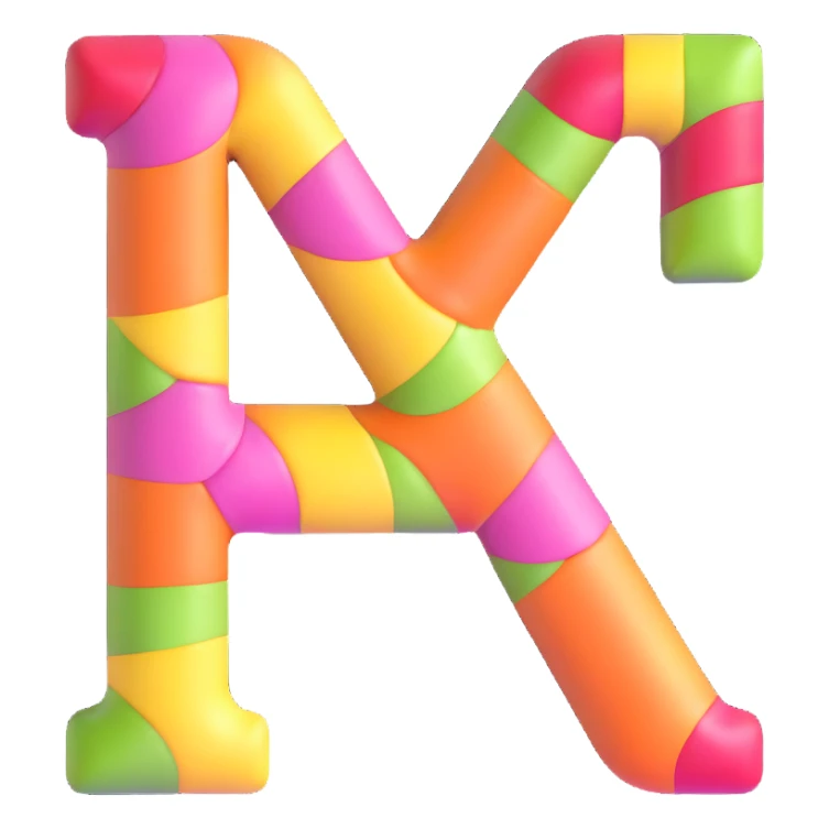 candy letter A, striped pattern, bright colors, fun and cheerful sticker