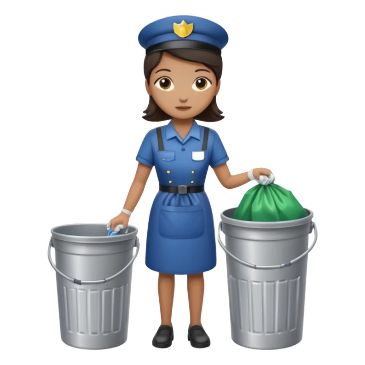 full side body , housekeeper put the trash in can sticker