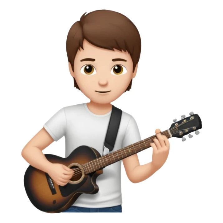 white Guy with brown hair playing a black coloured guitar sticker