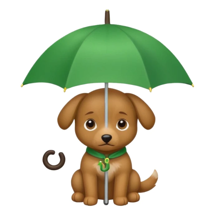 baby dog hold small green umbrella sticker