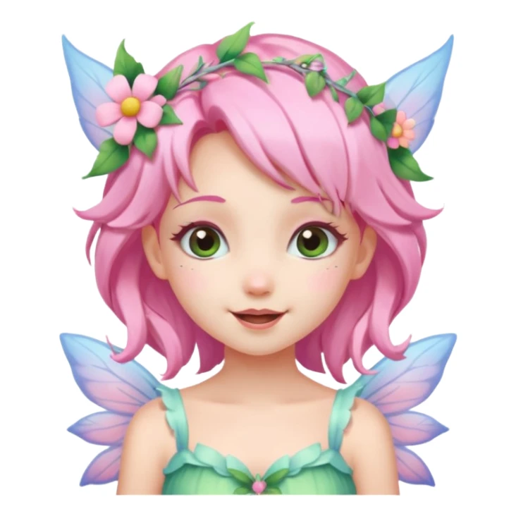 cute pastel fairy girl flower head decoration wink sticker