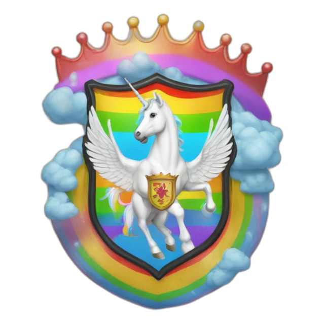 Coat-of-arms-held-by-rainbow-unicorns sticker