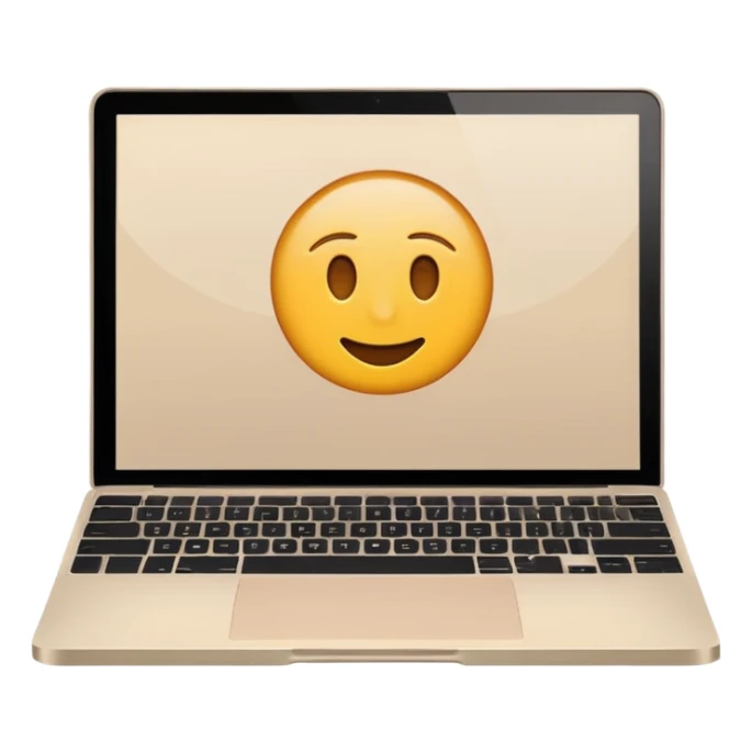 open light beige MacBook laptop, minimalism, emoji style sticker